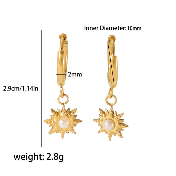 Wholesale Earrings Stainless Steel French Retro Style Inlaid Natural Stone Electroplated For Women