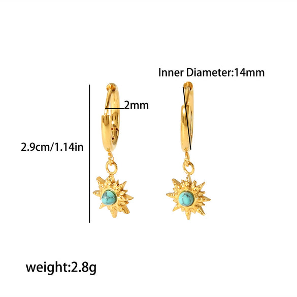 Wholesale Earrings Stainless Steel French Retro Style Inlaid Natural Stone Electroplated For Women