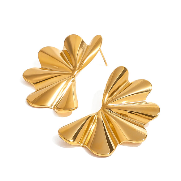 Wholesale Earrings Stainless Steel Geometric And Flower Retro Style Electroplated