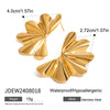 Wholesale Earrings Stainless Steel Geometric And Flower Retro Style Electroplated