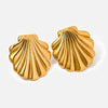Wholesale Earrings Stainless Steel Geometric Antique Fan Shell Electroplated Original Design
