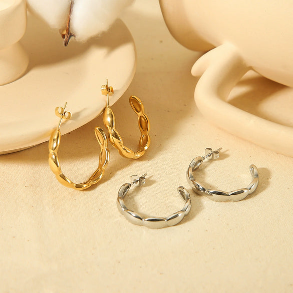 Wholesale Earrings Stainless Steel Geometric Cshaped 18K Goldplated For Women
