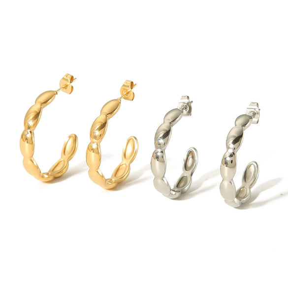 Wholesale Earrings Stainless Steel Geometric Cshaped 18K Goldplated For Women