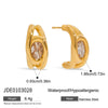 Wholesale Earrings Stainless Steel Geometric Cshaped Zircon Electroplated Light Luxury Design For Women