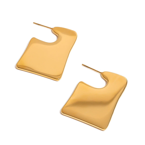 Wholesale Earrings Stainless Steel Geometric Electroplating Simple Large Smooth Irregular Design
