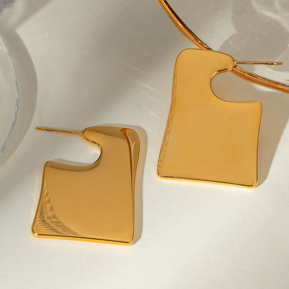 Wholesale Earrings Stainless Steel Geometric Electroplating Simple Large Smooth Irregular Design