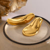 Wholesale Earrings Stainless Steel Geometric French Retro Asymmetric Bump Hammer Electroplated