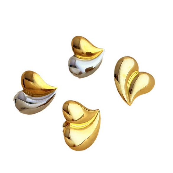 Wholesale Earrings Stainless Steel Geometric Heart Style Electroplating For Women