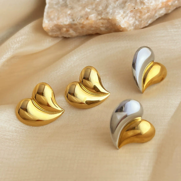 Wholesale Earrings Stainless Steel Geometric Heart Style Electroplating For Women