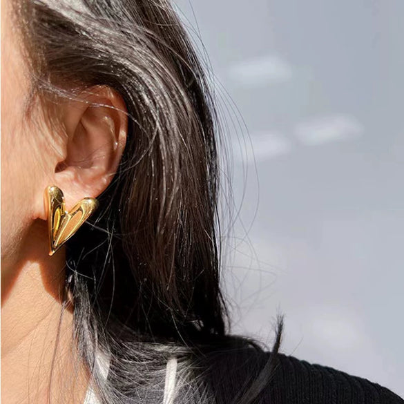 Wholesale Earrings Stainless Steel Geometric Heartshaped Electroplated Simple Fashion For Women