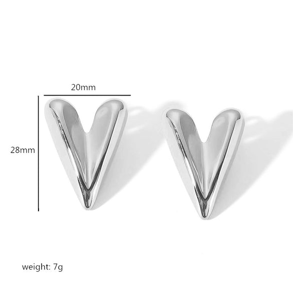 Wholesale Earrings Stainless Steel Geometric Heartshaped Electroplated Simple Fashion For Women