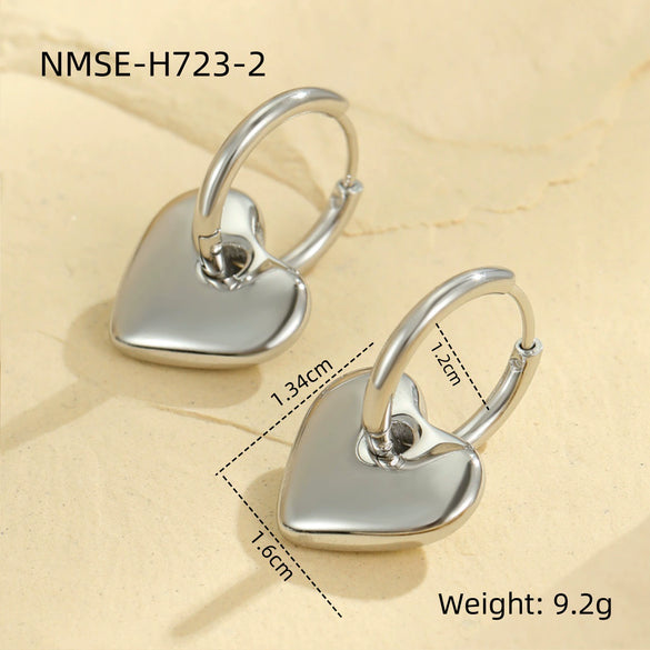Wholesale Earrings Stainless Steel Geometric Love Heartshaped Electroplating Light Luxury Niche Allmatch Fashion Women's
