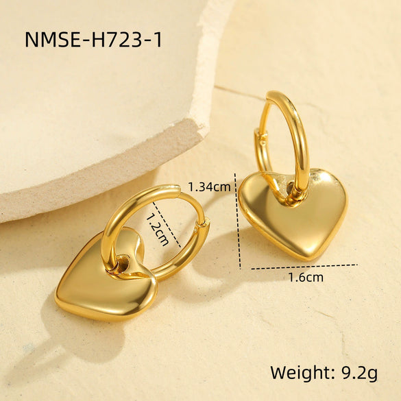 Wholesale Earrings Stainless Steel Geometric Love Heartshaped Electroplating Light Luxury Niche Allmatch Fashion Women's
