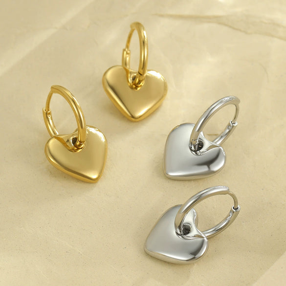 Wholesale Earrings Stainless Steel Geometric Love Heartshaped Electroplating Light Luxury Niche Allmatch Fashion Women's