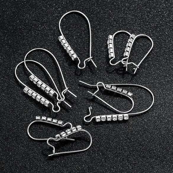 Wholesale Earrings Stainless Steel Geometric Love Rhinestone Electroplated Jewelry Accessories