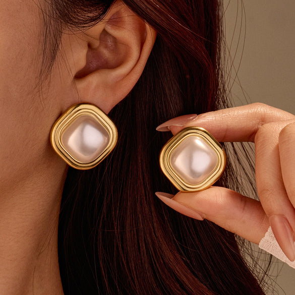 Wholesale Earrings Stainless Steel Geometric Pattern Electroplated Light Luxury Women's