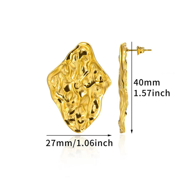 Wholesale Earrings Stainless Steel Geometric Retro Glossy Exaggerated Gold Electroplated