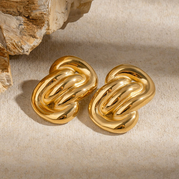 Wholesale Earrings Stainless Steel Geometric Retro Style Electroplating