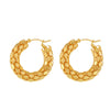 Wholesale Earrings Stainless Steel Geometric Round Hollow With Sequins 18K Gold Plated Stitching Ushaped