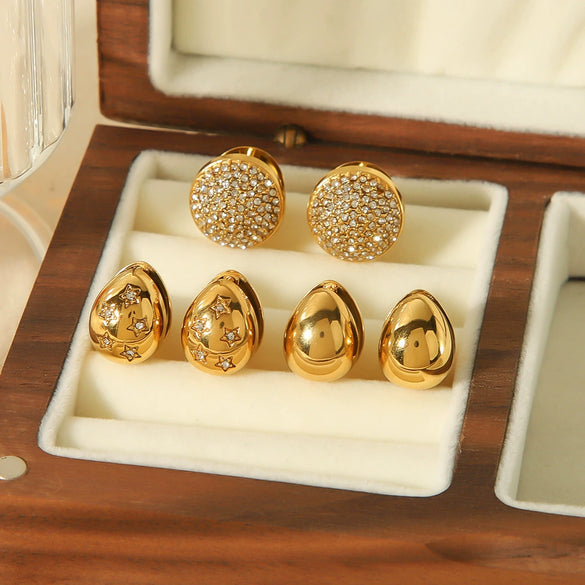 Wholesale Earrings Stainless Steel Geometric Simple Retro Electroplated For Women