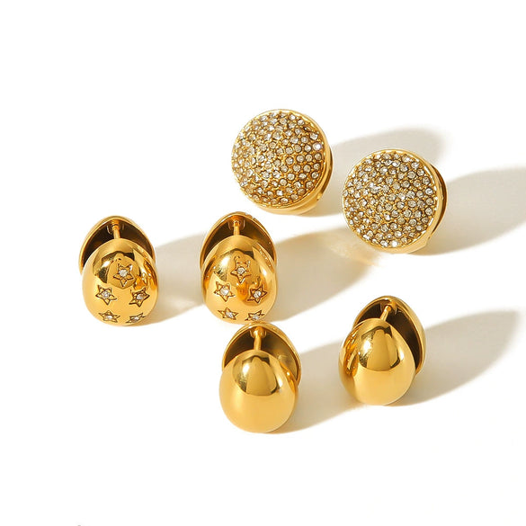 Wholesale Earrings Stainless Steel Geometric Simple Retro Electroplated For Women