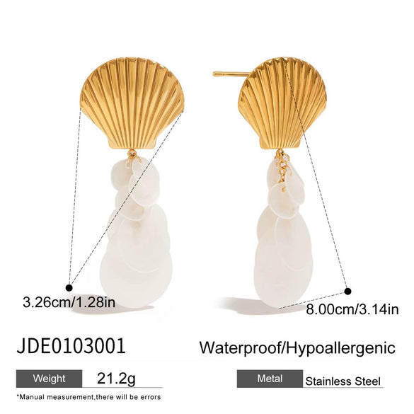 Wholesale Earrings Stainless Steel Geometric Tassel Retro Style 18K Gold Plated