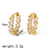 Wholesale Earrings Stainless Steel Geometric Zircon Light Luxury Style Electroplated For Women