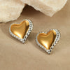 Wholesale Earrings Stainless Steel Gold And Silver Two Color Heart Shaped Electroplated For Women Fashion Design