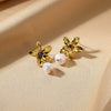 Wholesale Earrings Stainless Steel Gold Electroplated Geometric Heart Shaped Imitation Pearl Love Design Unisex