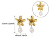 Wholesale Earrings Stainless Steel Gold Electroplated Geometric Heart Shaped Imitation Pearl Love Design Unisex