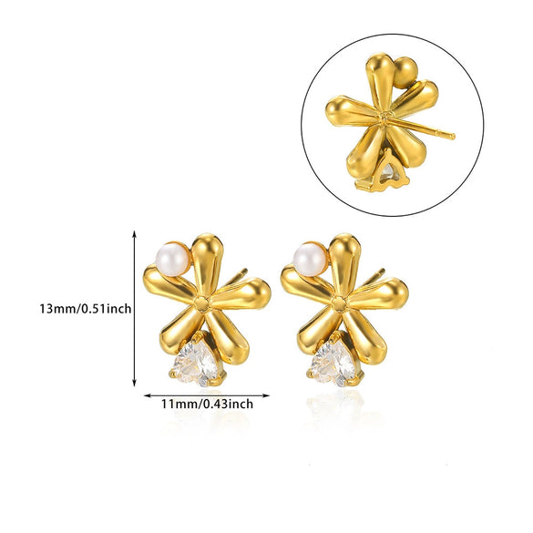 Wholesale Earrings Stainless Steel Gold Plated Geometric Pearl Irregular Texture
