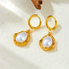 Wholesale Earrings Stainless Steel Gold Plated Retro Fashion Large Pearl Drop