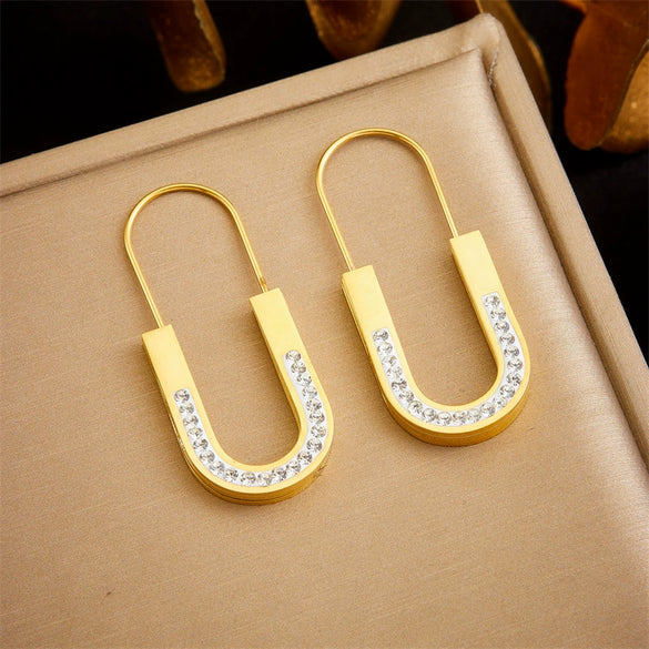 Wholesale Earrings Stainless Steel Gold Plated U Shape Geometric Fashion Accessories For Women