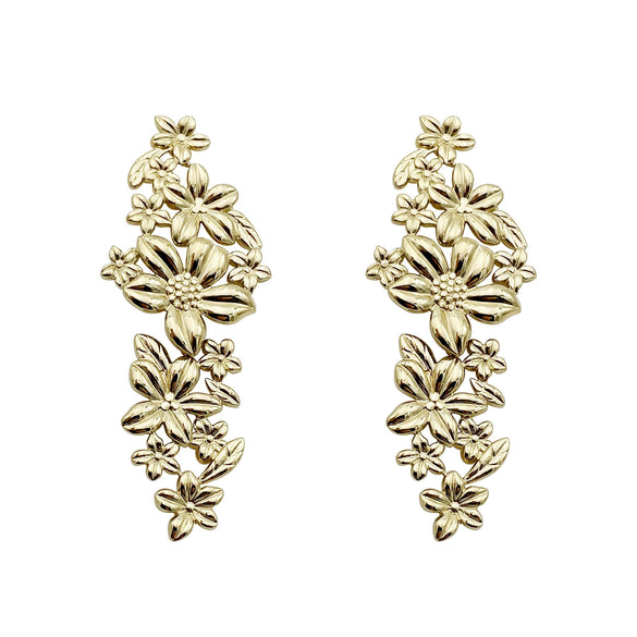Wholesale Earrings Stainless Steel Goldplated Flower Vintage Allmatch Style