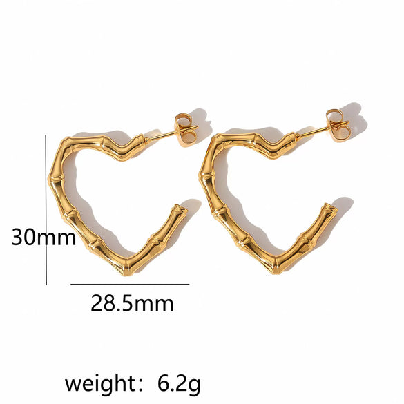 Wholesale Earrings Stainless Steel Heart Pattern Electroplated Simple Style For Women