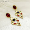 Wholesale Earrings Stainless Steel Heart Shape French Retro Electroplating Multicolor Gem Women's