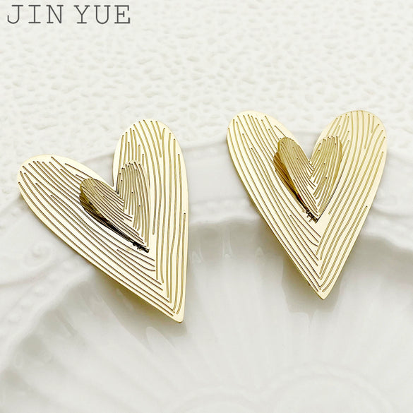 Wholesale Earrings Stainless Steel Heart Shape French Retro Style Electroplated