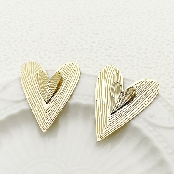 Wholesale Earrings Stainless Steel Heart Shape French Retro Style Electroplated