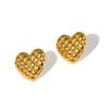 Wholesale Earrings Stainless Steel Heartshaped Diamond Pattern Electroplated For Women