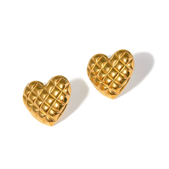 Wholesale Earrings Stainless Steel Heartshaped Diamond Pattern Electroplated For Women