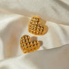 Wholesale Earrings Stainless Steel Heartshaped Diamond Pattern Electroplated For Women