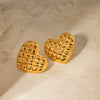 Wholesale Earrings Stainless Steel Heartshaped Diamond Pattern Electroplated For Women