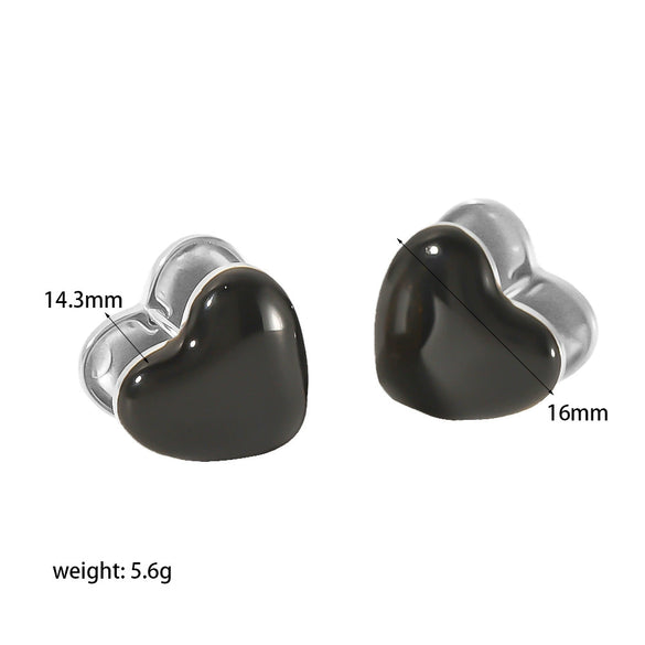 Wholesale Earrings Stainless Steel Heartshaped Doublesided Love Electroplating For Women