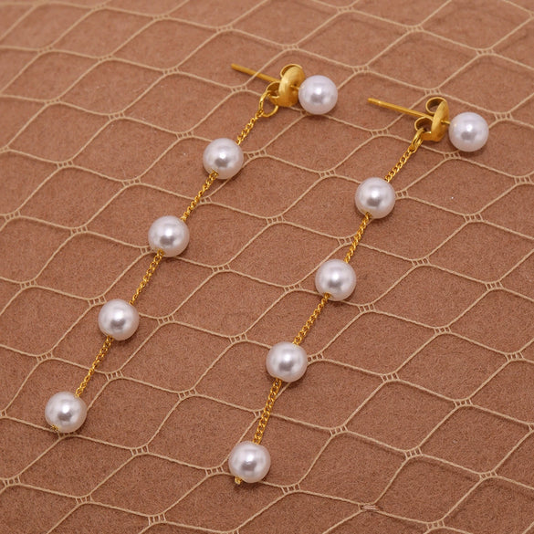 Wholesale Earrings Stainless Steel Imitation Pearl Geometric Light Luxury Style Electroplated