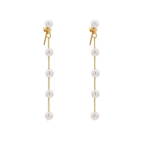 Wholesale Earrings Stainless Steel Imitation Pearl Geometric Light Luxury Style Electroplated