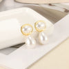 Wholesale Earrings Stainless Steel Imitation Pearl Geometric Rococo Style Electroplated