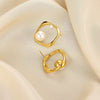 Wholesale Earrings Stainless Steel Imitation Pearl Geometric Rococo Style Electroplated