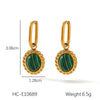 Wholesale Earrings Stainless Steel Inlaid Natural Stone Retro Palace Style Electroplated