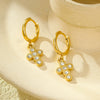 Wholesale Earrings Stainless Steel Inlaid Zircon Cross Pendant 18K Gold Plated Fashion Style For Women