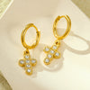 Wholesale Earrings Stainless Steel Inlaid Zircon Cross Pendant 18K Gold Plated Fashion Style For Women